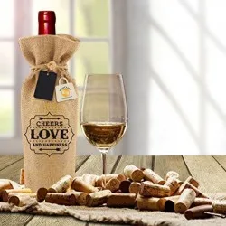 Wine Bottle Drawstring Cover made of Jute made in India Reusable Custom Printer Bottle Cover for One Bottle wine bag for wine bo