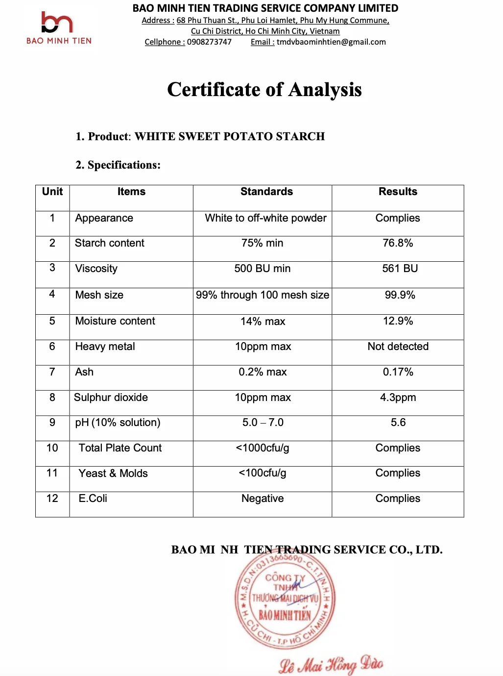High Quality Food Grade Raw Material White Sweet Potato Starch