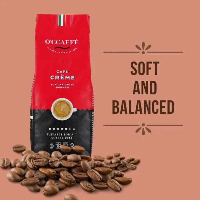 Top Italian Quality Occaffe Low Roasting 50% Arabica And 50% Robusta Coffee Beans For Export