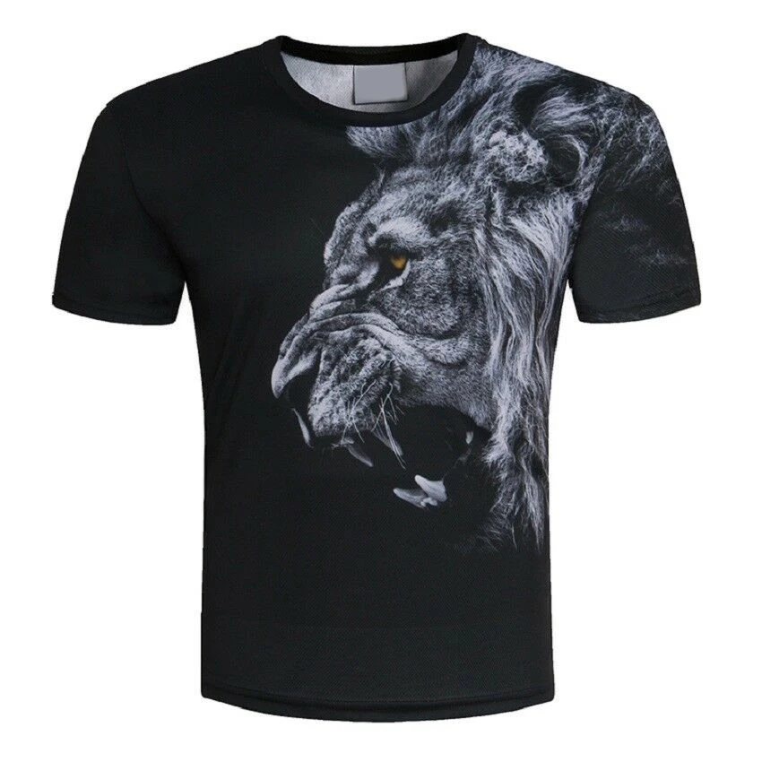 
3d Lion Print Designed Stylish Summer T Shirt Brand Tops Tees Plus Size M-5XL 