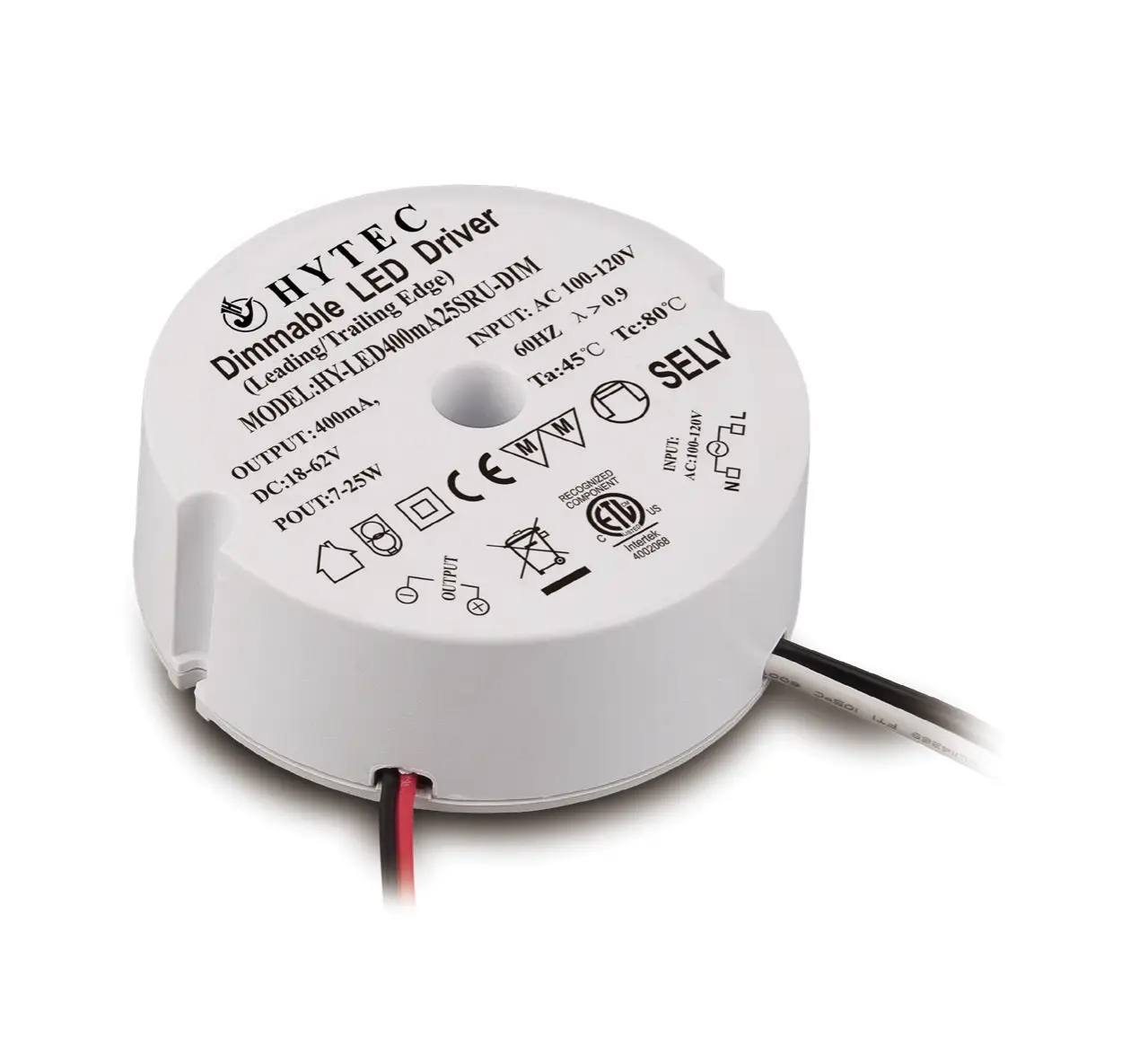 Circular Dimmable LED Driver 7W to 25W recovers automatically