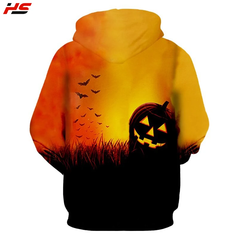 New Horror Halloween Pumpkin In The Forest 3D Sublimation Pullover Hoodie For Men