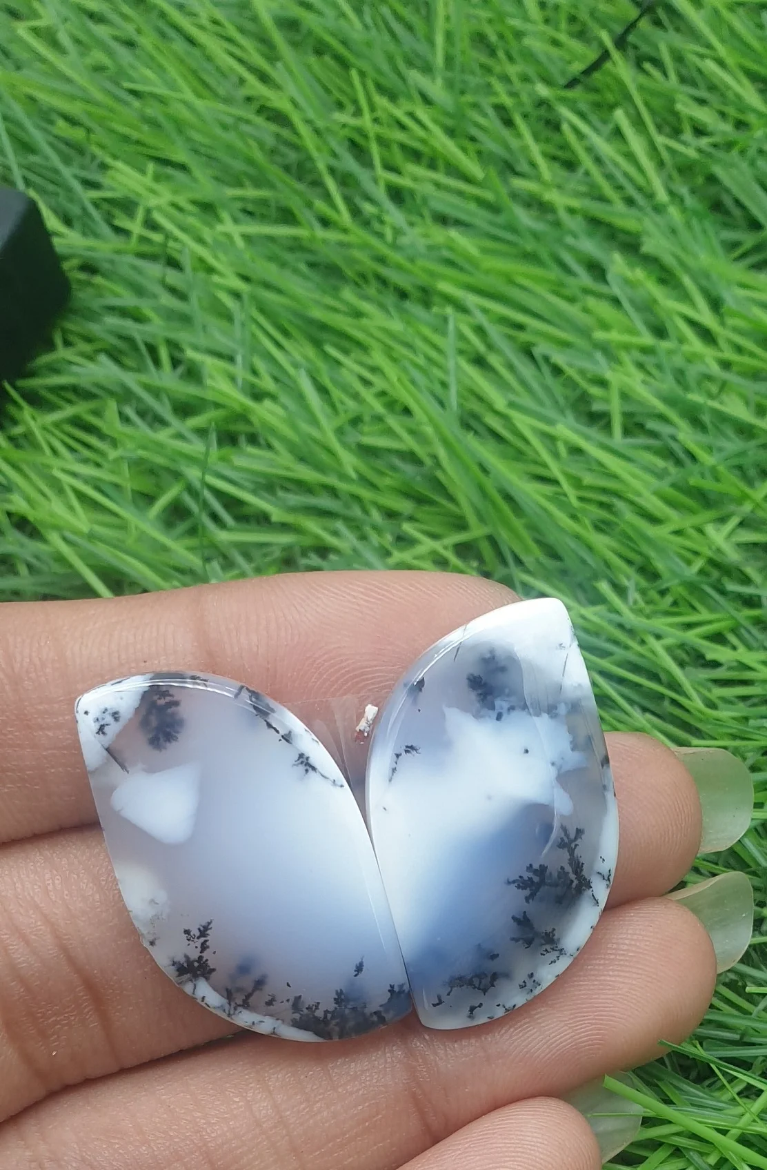 Best Selling Natural Amazing Dendrite Opal Cabochon Pair Loose Gemstone