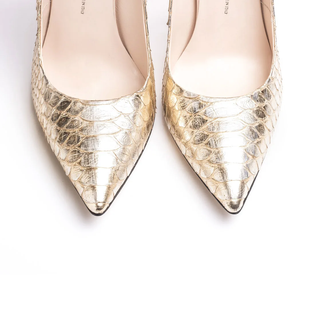 Handmade in Italy stiletto heel snakeskin leather and leather handmade roses woman pumps shoes