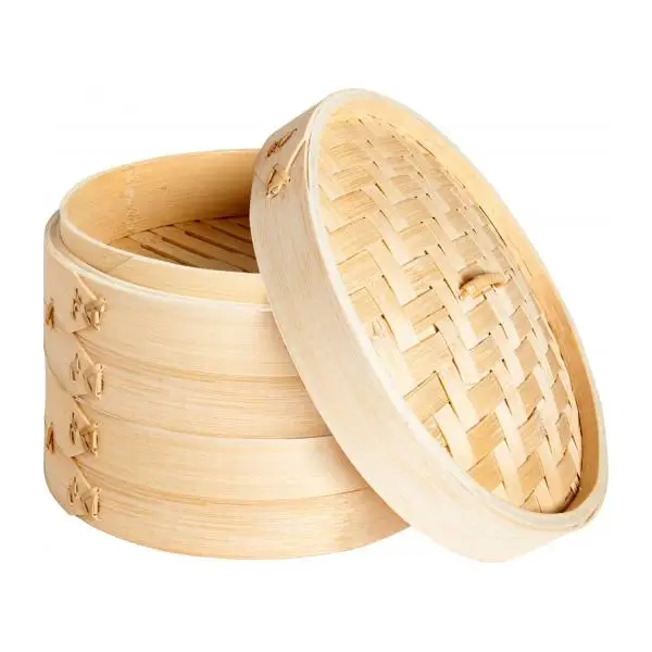Eco Friendly Wholesale High Quality Dimsum Use Custom OEM Round Vietnam Dia 10 cm 4 inch Best 1 2 Tier Bamboo Steamer Basket