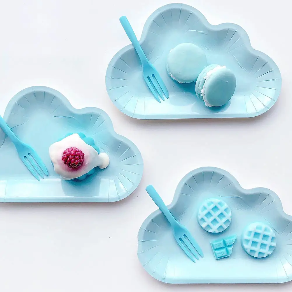 tc-cutlery-for-dessert-franch-fork-cloud-shaped-plate-blue-color