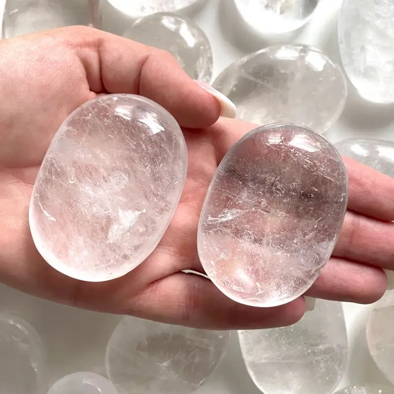 Clear Quartz Palm Stone crystals gemstone crystals healing stones spiritual wholesale bulk clear quartz pocket stones buy online