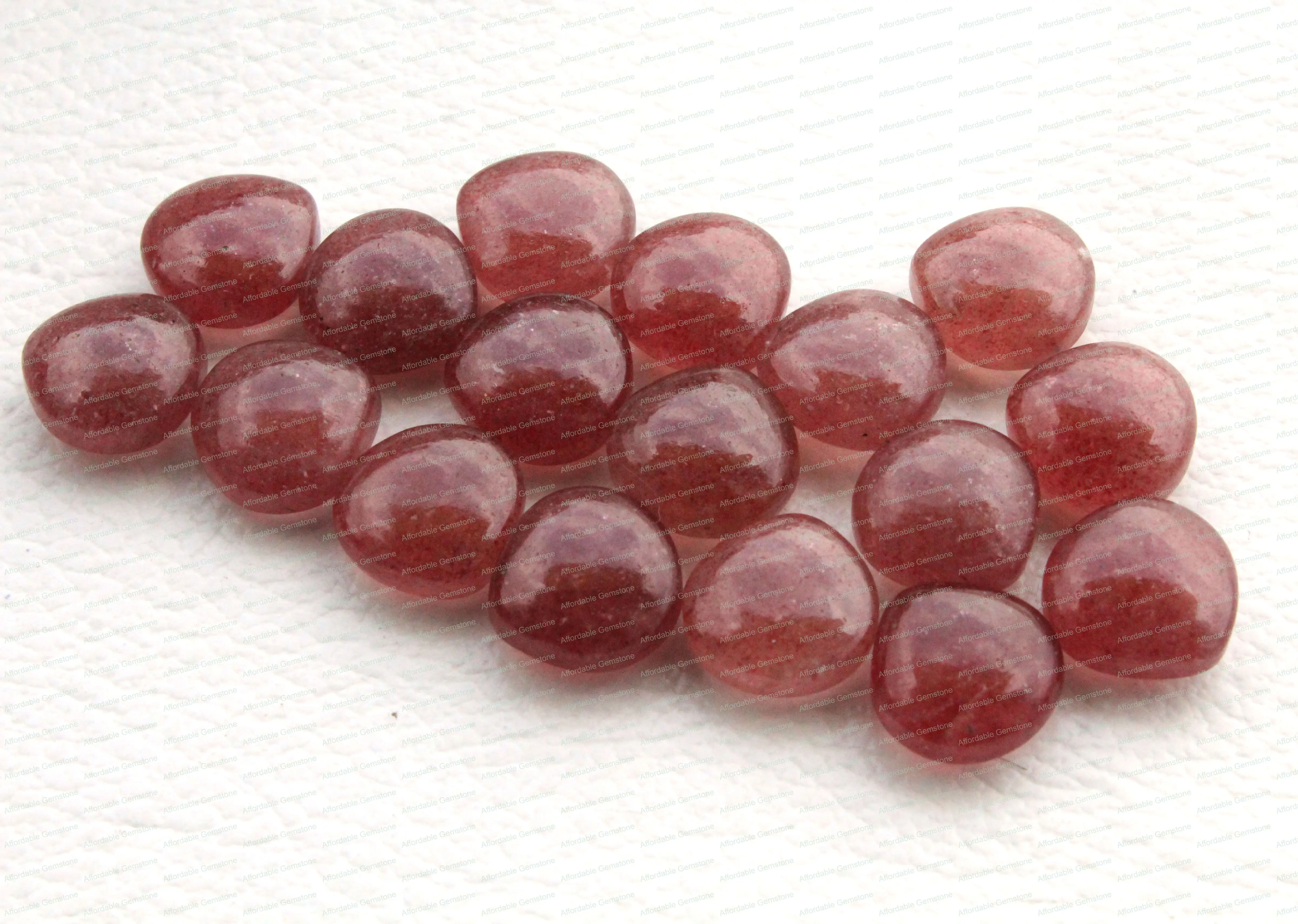 Natural Pink Strawberry Drilled Heart Shape Gemstone Handmade Stone Cabochon Gemstones Gems jewelry Size 12x12 MM