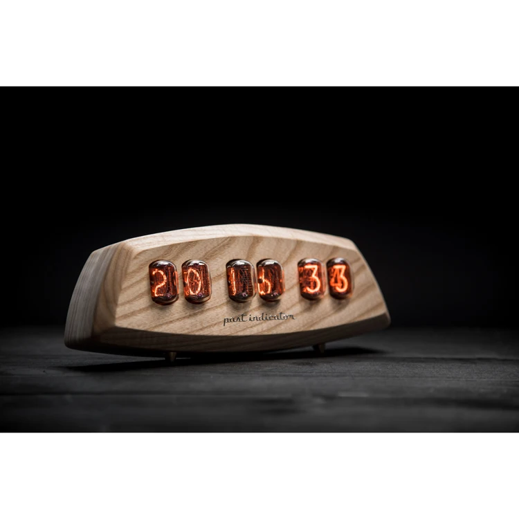 Past Indicator Co. hand crafted nixie clock ashwood casing designer made room decor accessory, desk clocks