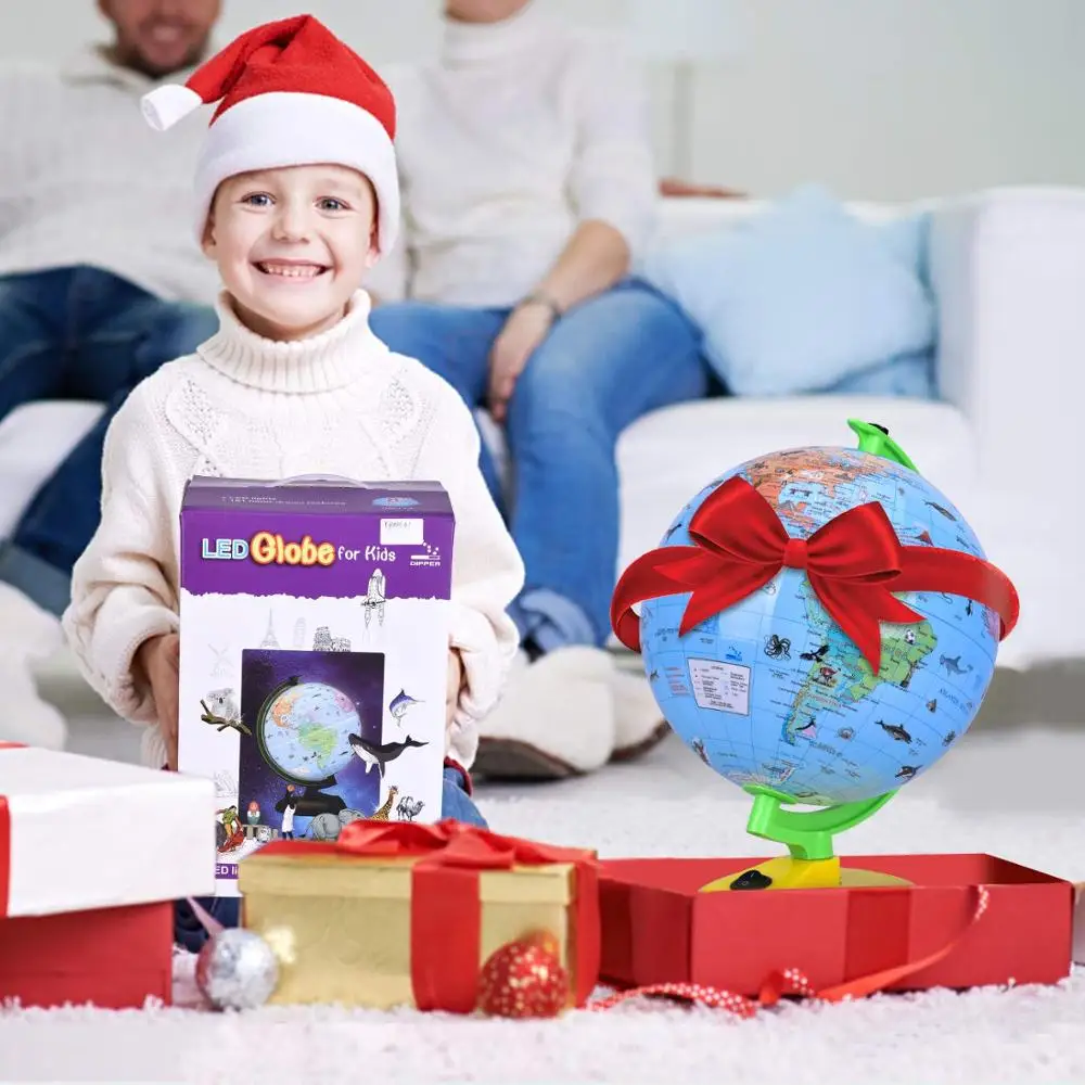 Dipper 8inch Light and Educational World Globe - Animal Earth