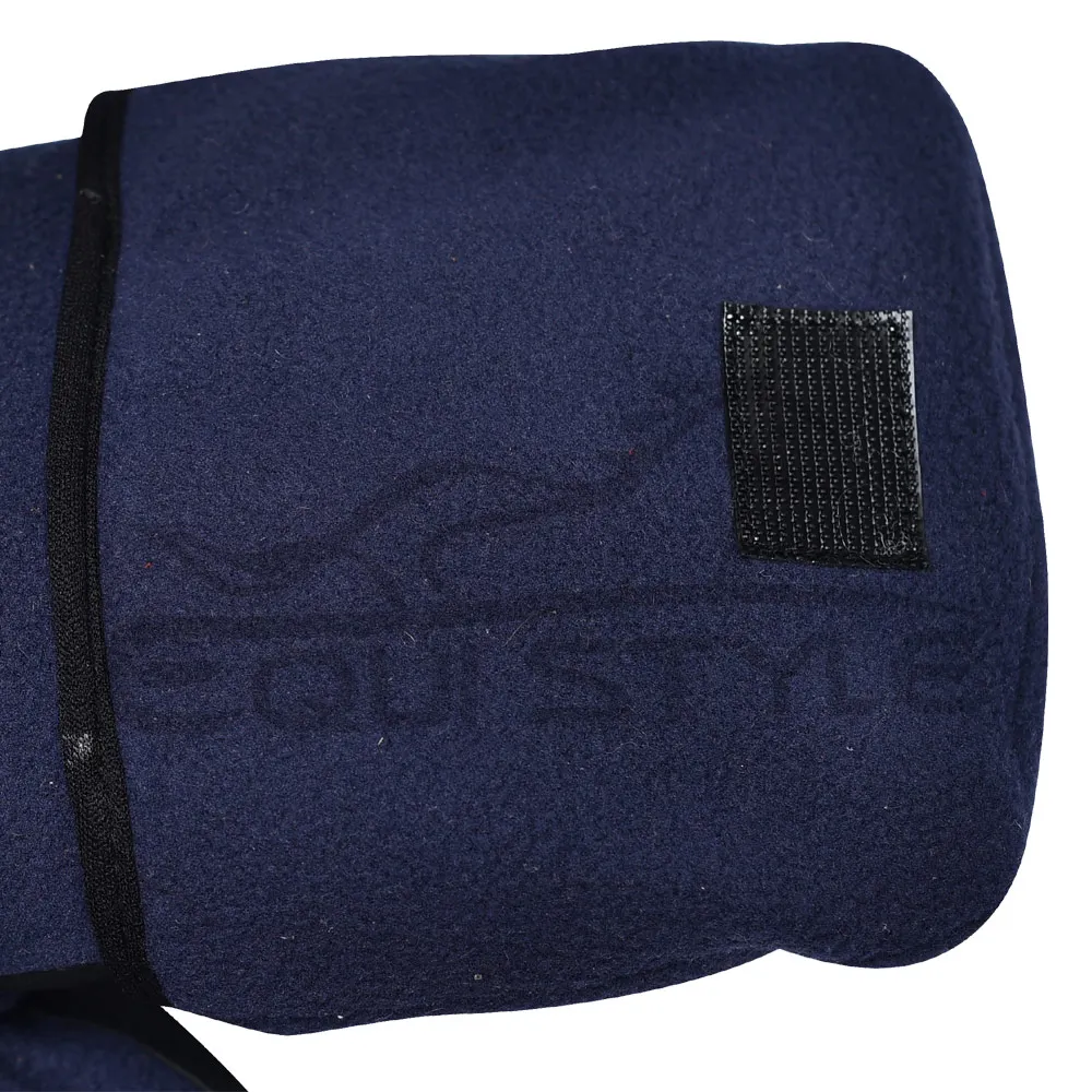 Kepsey Warm Flip Top Gloves Blue Polyester Fleece Black Leather Palm Half Finger Flip Top Hand Gloves For Outdoors Wholesale