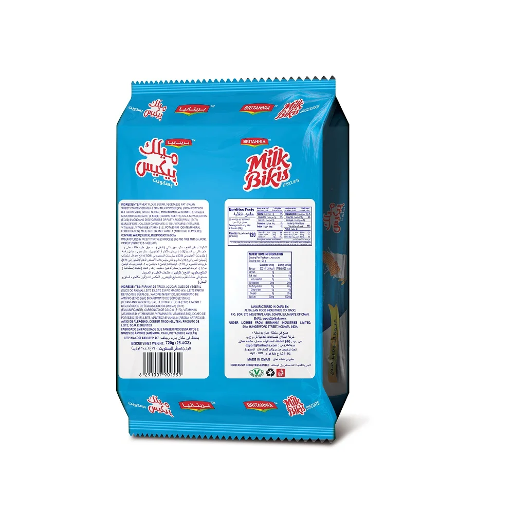 High Quality Britannia Milk Bikis Value Pack 8x90g Cookies Biscuit