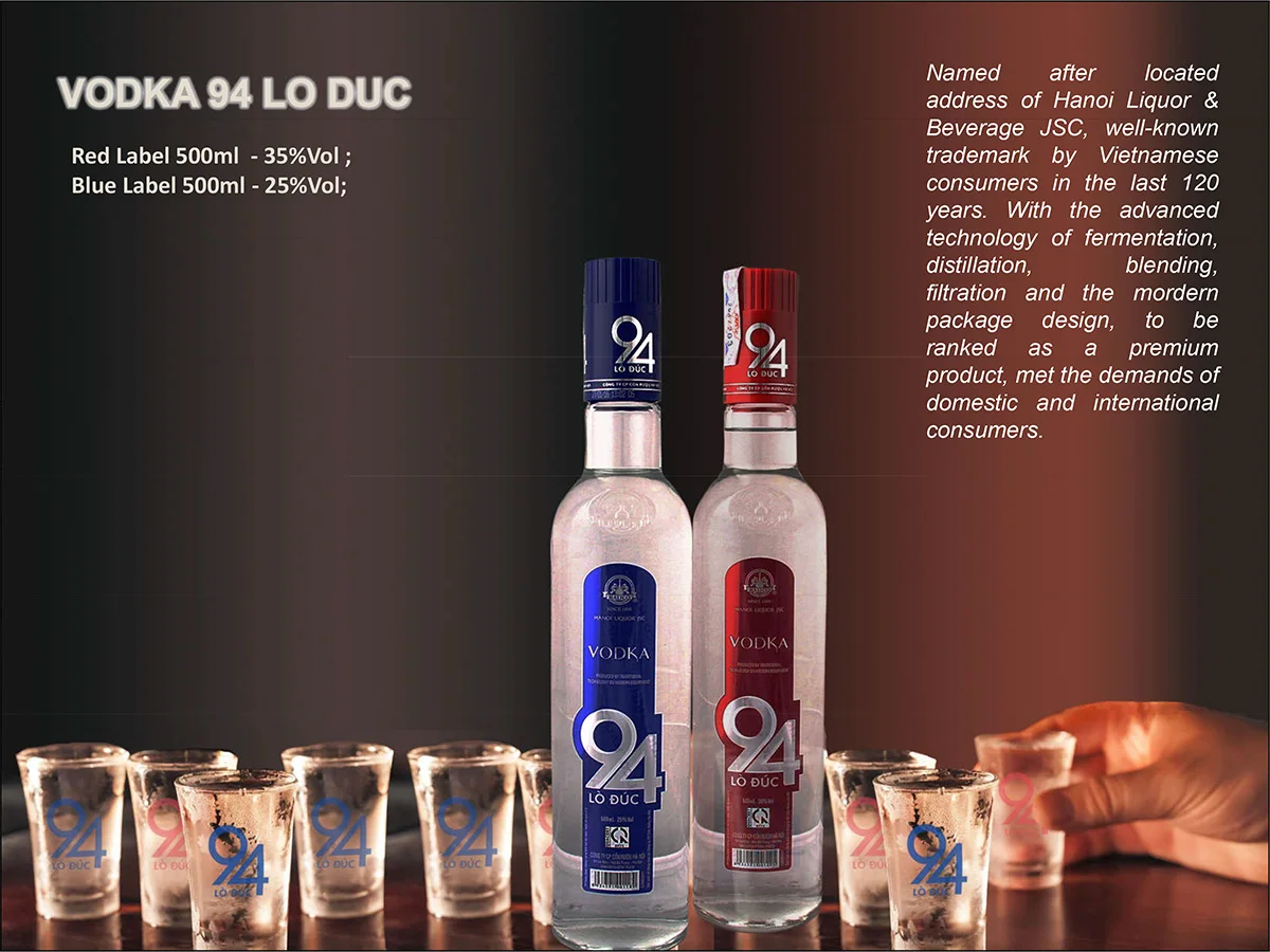 Vietnam Supplier Natural Ecological Raw Materials Tet Holiday Drink Halico Vodka 94 Lo Duc Hanoi 35% 25% 500ml