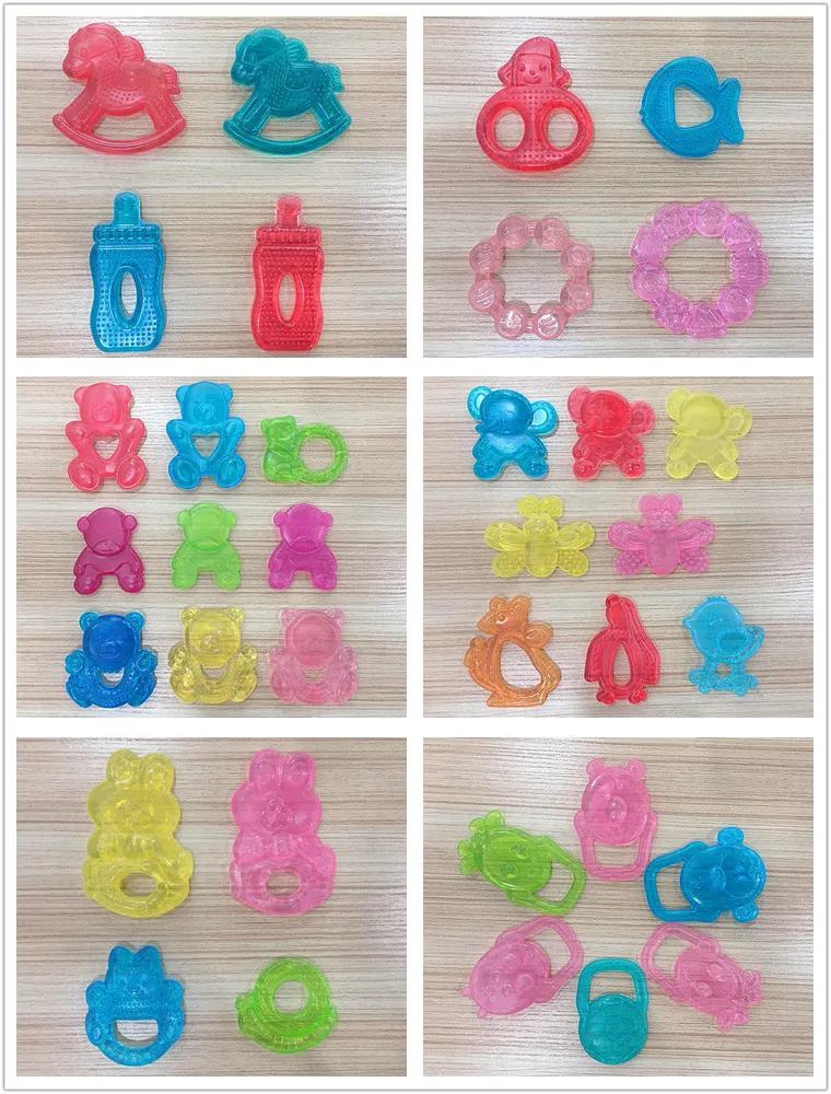 
BPA free EVA plastic water filled cooling teether baby soothing teether freezer safe teethers 