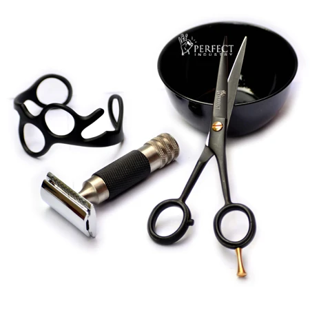 Black color gift choice shaving set best quality men grooming collection shaving brush & razor stand set