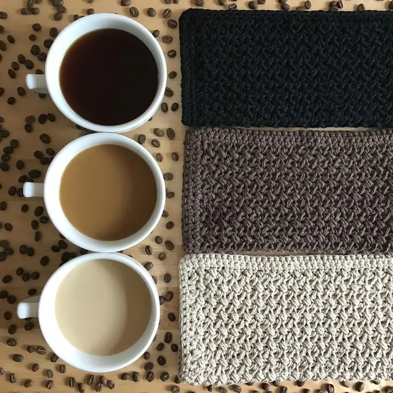 Y-F Cotton Handmade Crochet Washrags Face Cloth Dish Cloths Cotton Dishrag Washcloth Set