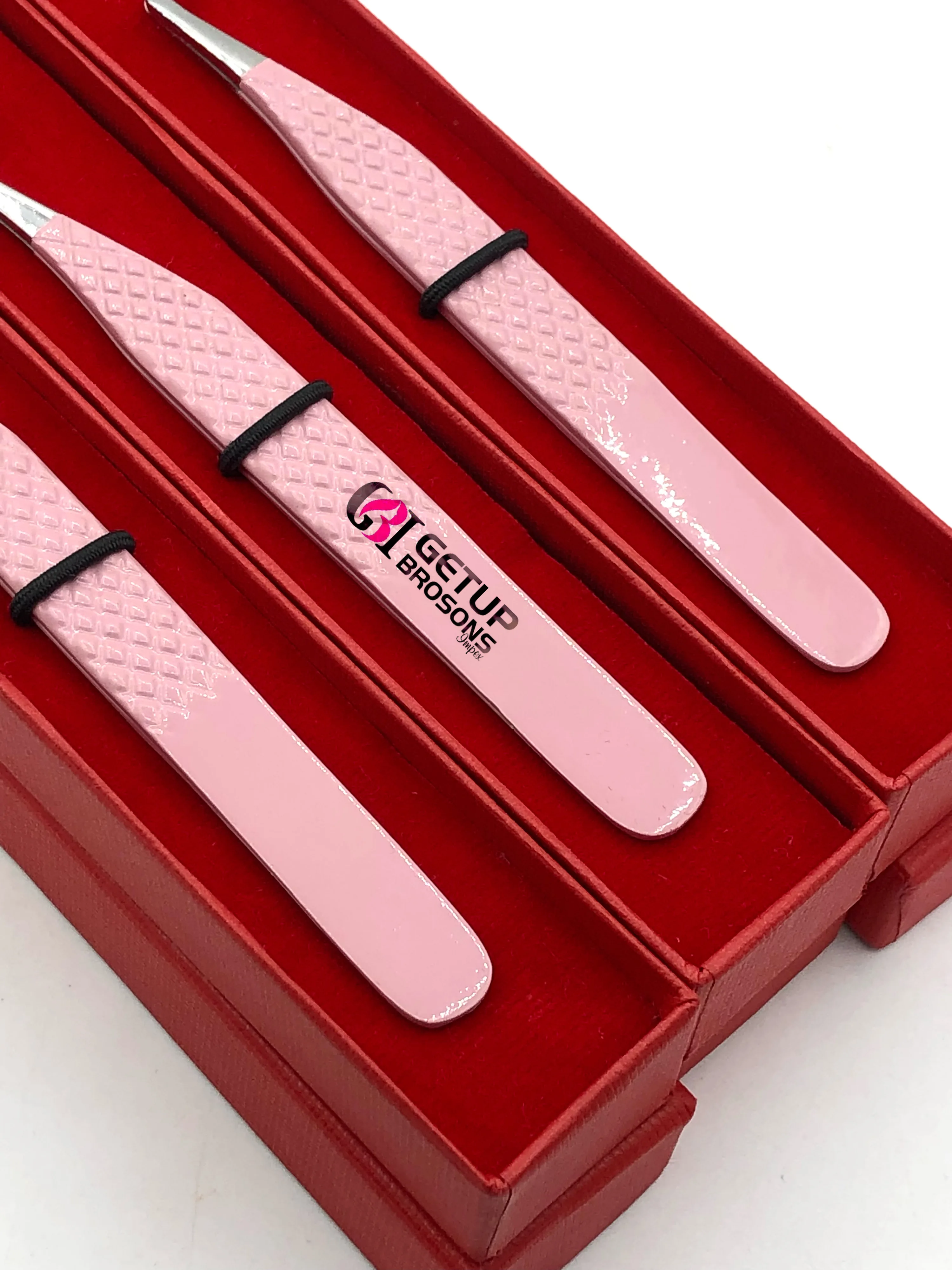 Professional Best Design 90 Degree Light Pink Powder Coating Silver Tip Eyelash Extension Tweezers Stainless Steel Beauty Tools