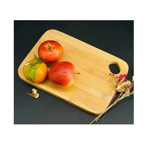 Natural Bamboo Chopping Board Round And Rectangle Shape With Handles - Easy To Clean