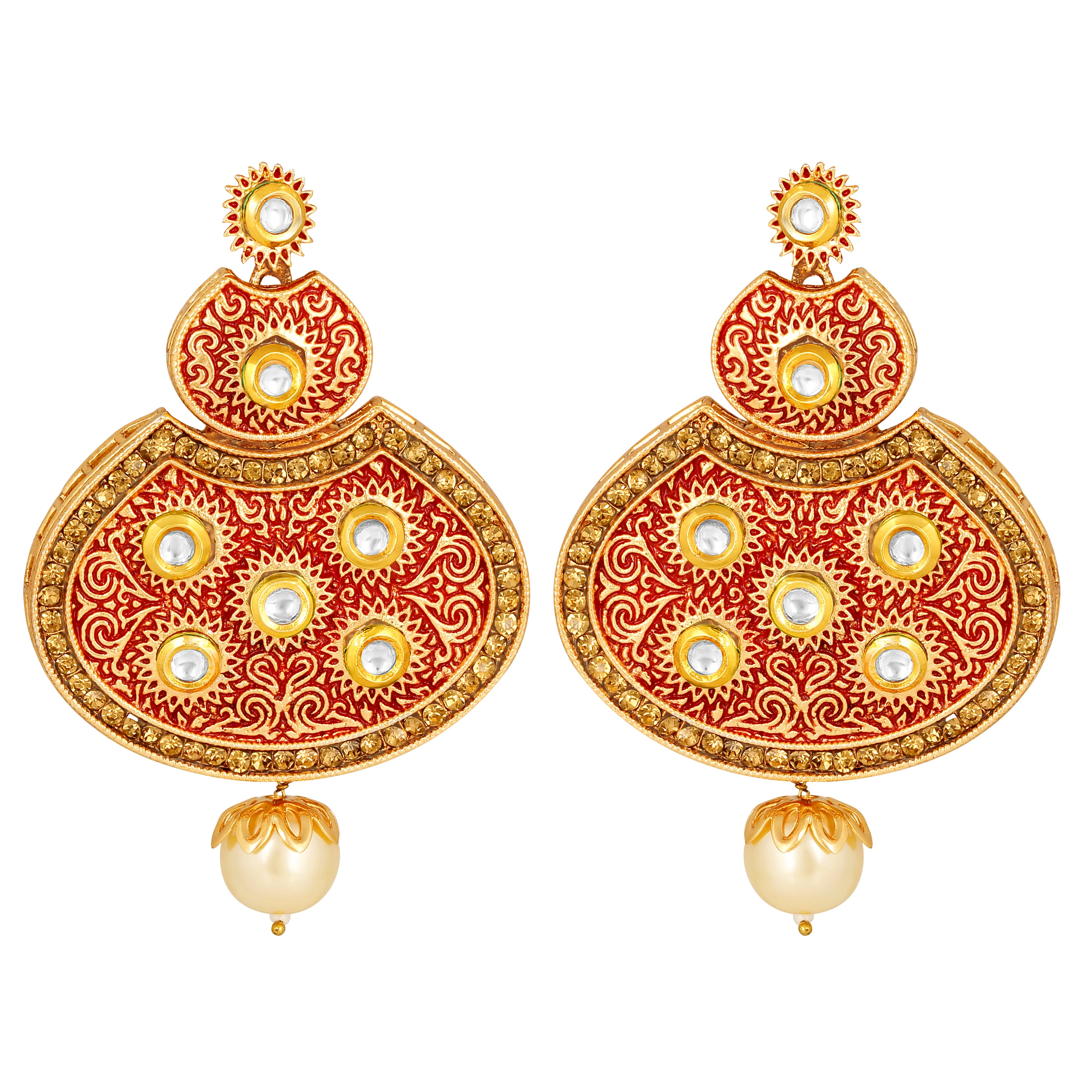 Kundan earrings diamond earrings bijoux jhumka polki jewelry Long Chandelier Jhumki Attach Dangler Jewellery Earrings