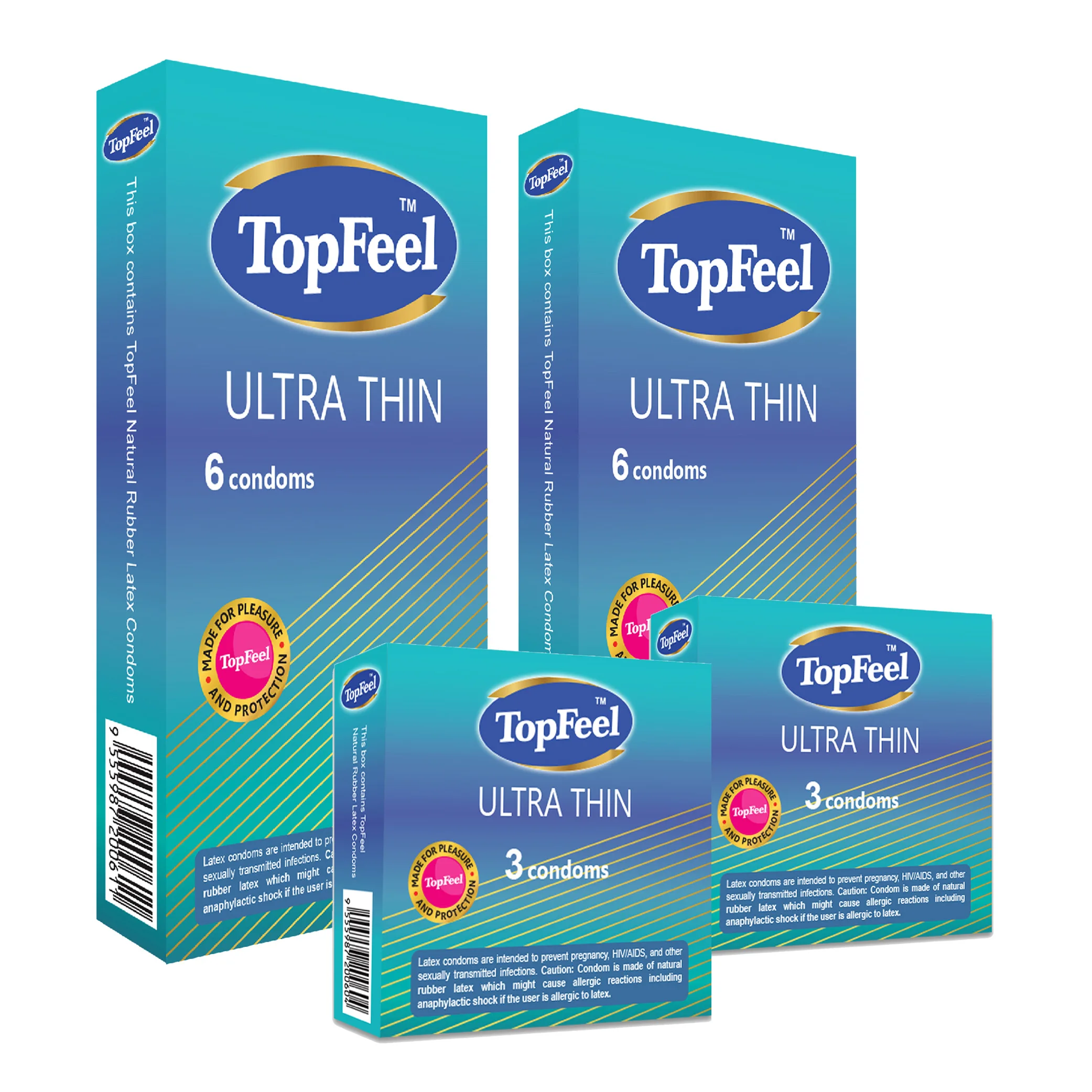 Top Feel Natural Rubber Latex Condom Ultra Thin Condom for Men Easy-fit Shape for Natural Feel & Comfort