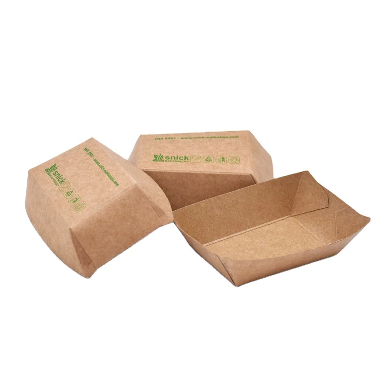 
Disposable Kraft Cardboard Food Paper Tray Chips Box Food Take Way Box Boat Tray 