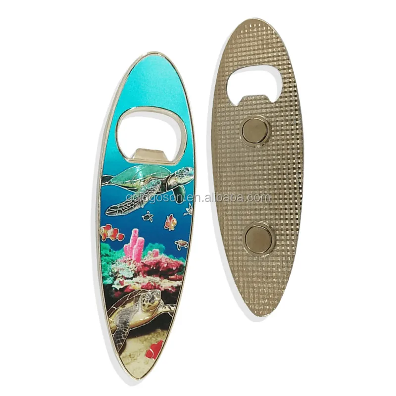 Logoson Mexico Souvenirs Custom Surfboard Fridge Magnet Foil Metal Los Cabos Bottle Opener