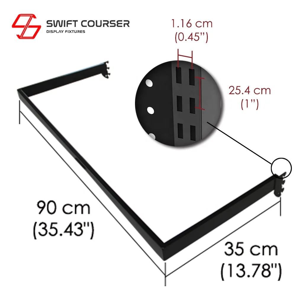 Boutique slotted upright wall u shaped clothes hang rail