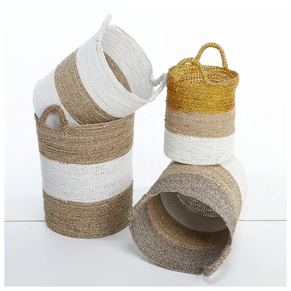 Экологически чистая Корзина Pandan ручной работы, набор для декорирования, 4 декоративных корзины ручной работы из натурального материала