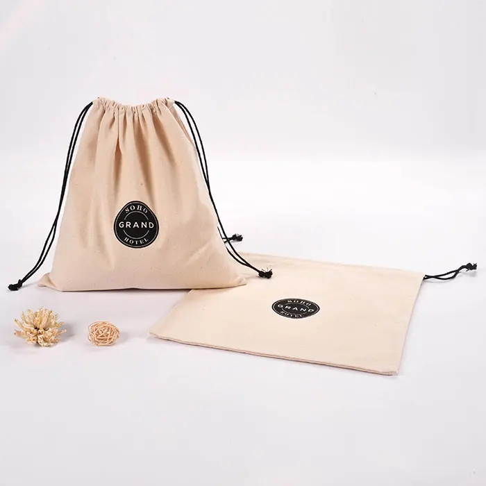 
Custom travel reusable cotton canvas drawstring storage dust shoe bag 