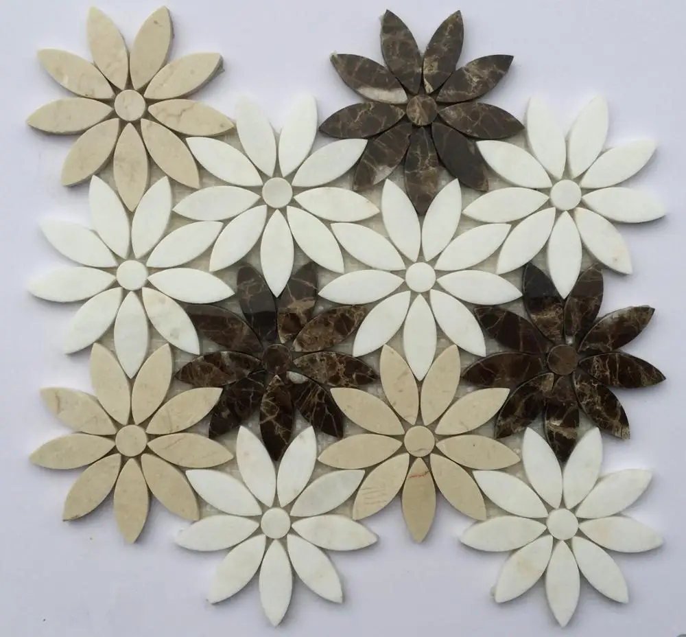 
Flower Pattern White Carrara Waterjet marble mosaic 