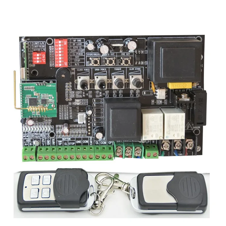Sliding gate motor control board with onboard bleutooth chip socket