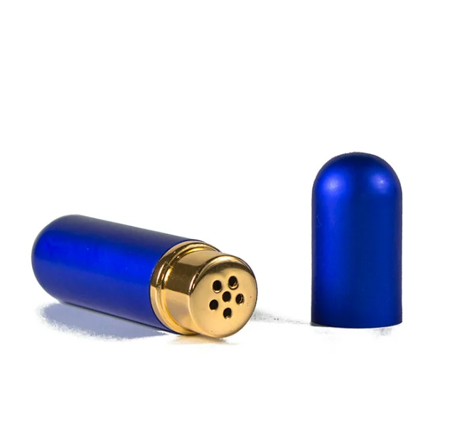 High Quality 5ml Aluminium  Essential Oil Perfume Reed Diffuser Bottle metal nasal inhaler aromatherapy bottle with cotton strip