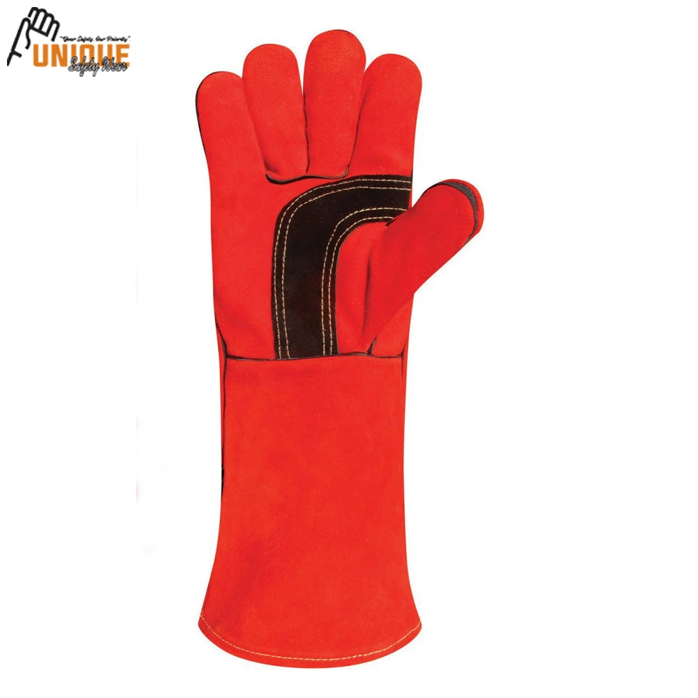 
Comfortable Double Palm Welding Gloves Goatskin With Extra Length Cowhide Split Heat/Fire Resistant Welding Gloves 