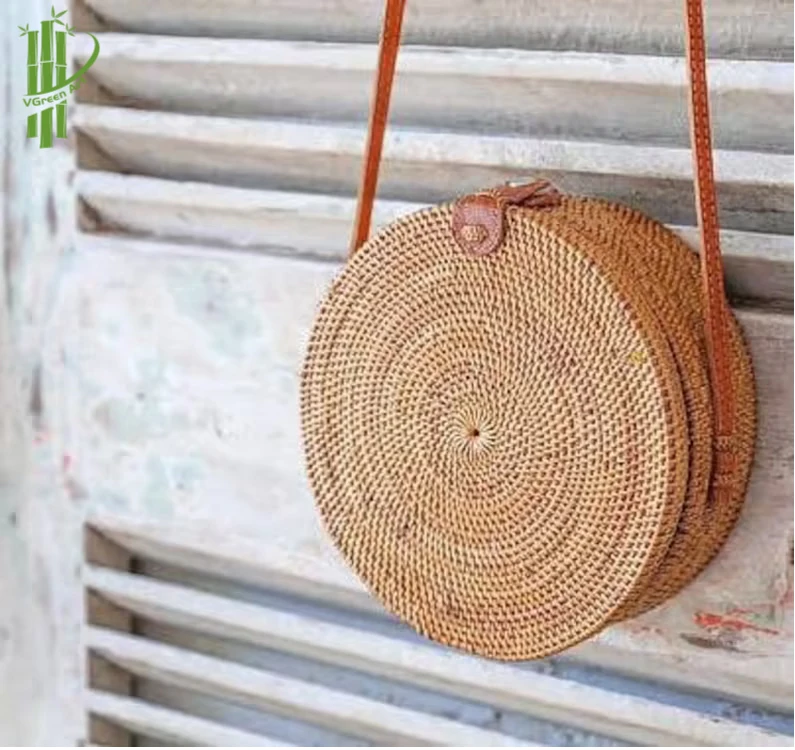 Hot Product 2021Fashionable Hand-woven Rattan Bag Vintage Woven Straw Rattan Bag Handbag from Vietnam Best Supplier