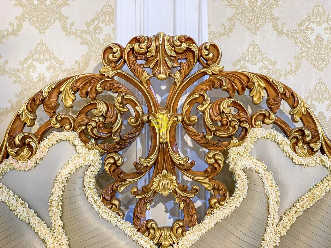 Классическая европейская королевская кровать из ткани