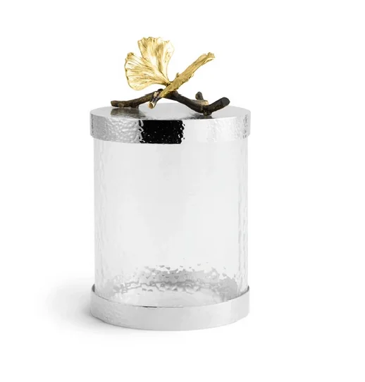 Роскошная канистра Ginkgo в виде бабочки, маленькая металлическая, блестящая, никелевая и молотковая, стеклянная, современная, по лучшей цене из Индии