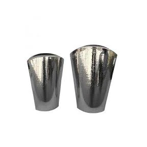 most popular design white and gold metal flower vase with golden flower design flower pot for showpiece