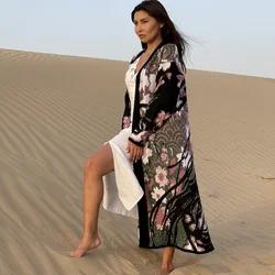 Женский стильный длинный вязаный кардиган Sakura, черный и розовый