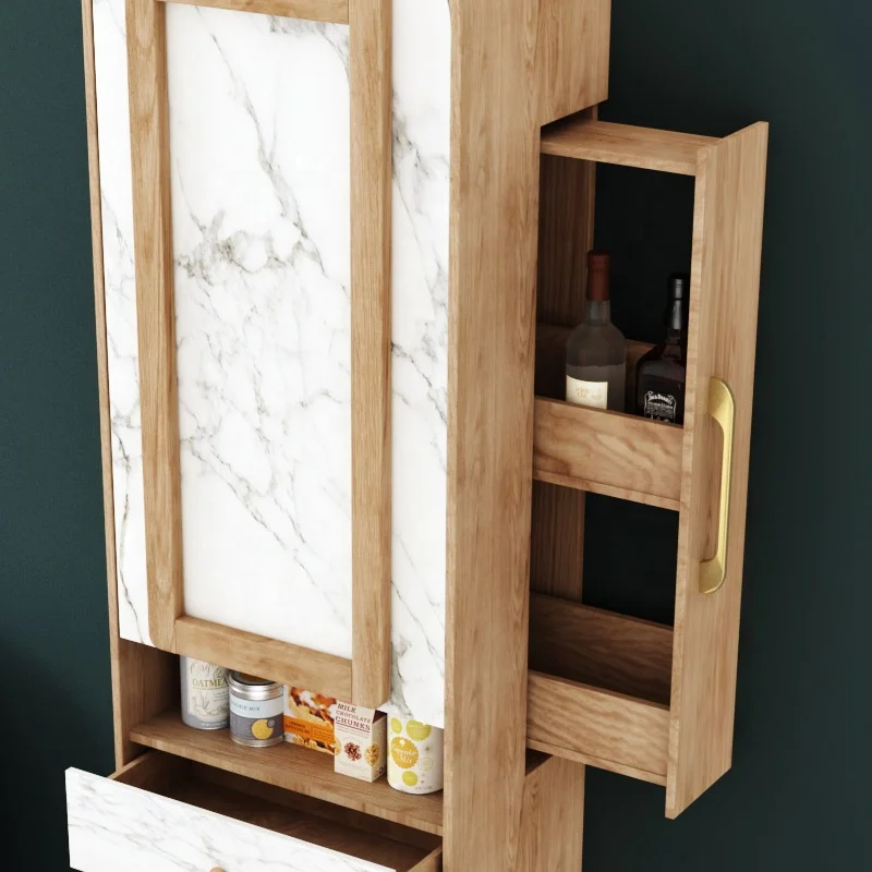 Jasiway Classic Style Marble Panel Home Furniture Modern Foldable Living Room Wine Wood Bar Counter