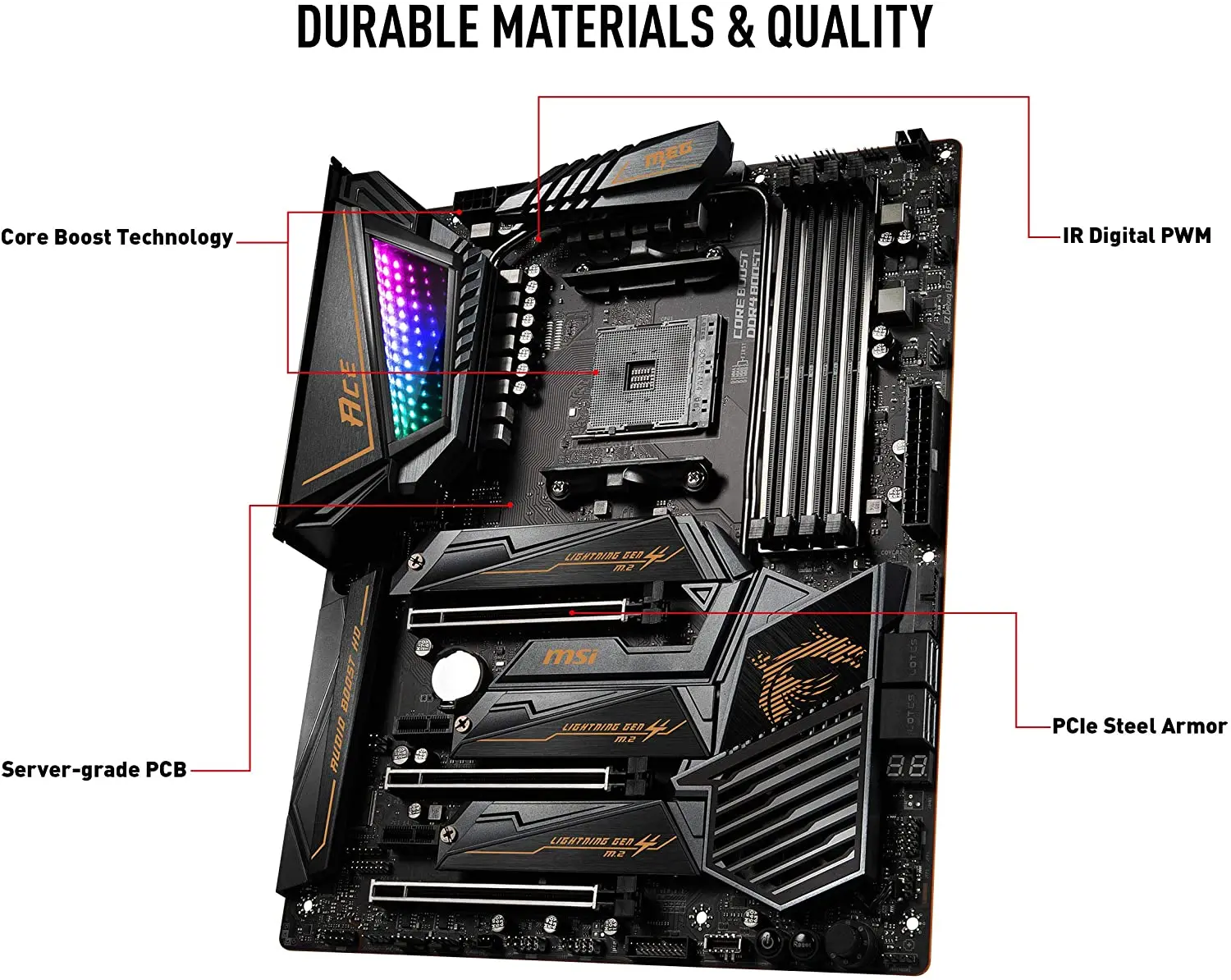 Последняя MSI Мег X570 ACE материнская плата (AMD AM4 DDR4 PCIe 4 0 SATA 6 ГБ/сек. M.2 USB 3 2 Gen AX Wi-Fi 5G сетевой блок питания ATX)