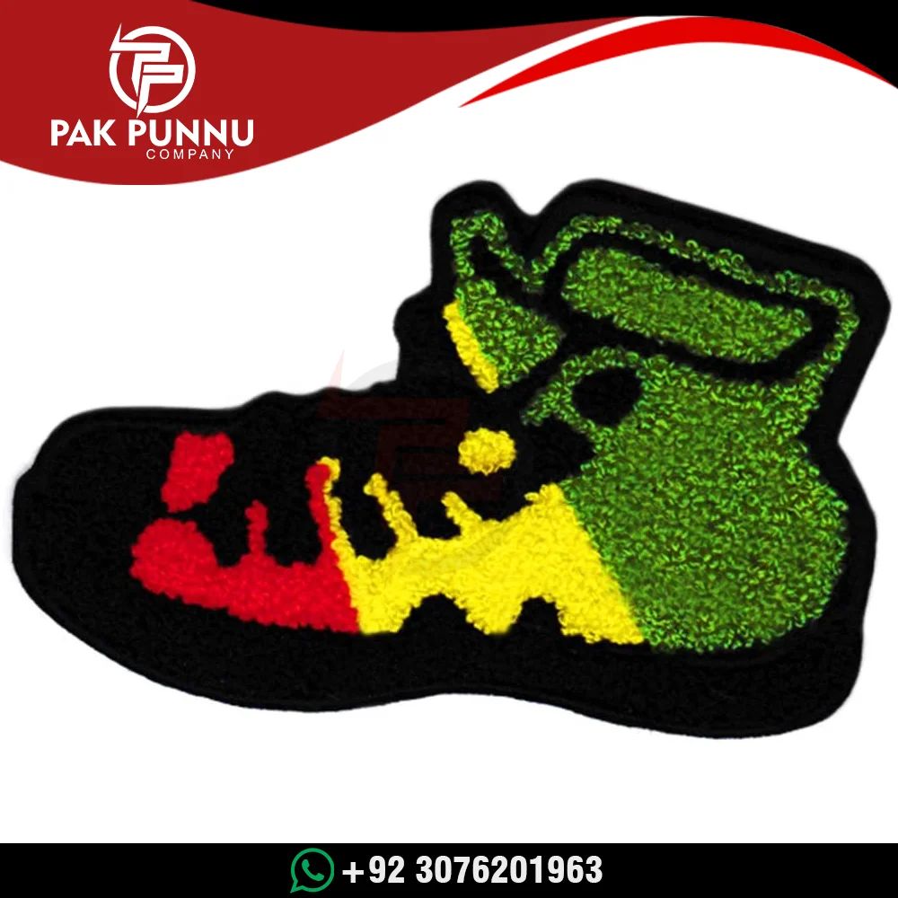 Chenille Rasta Hi Top Shoe Shirt Patch 14cm 100% Chenille Custom Patches Basketball Skater DJ - Skateboard Hip Hop Patches