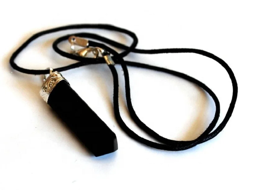Genuine Black Obsidian Crystal Stone Necklace Pendant