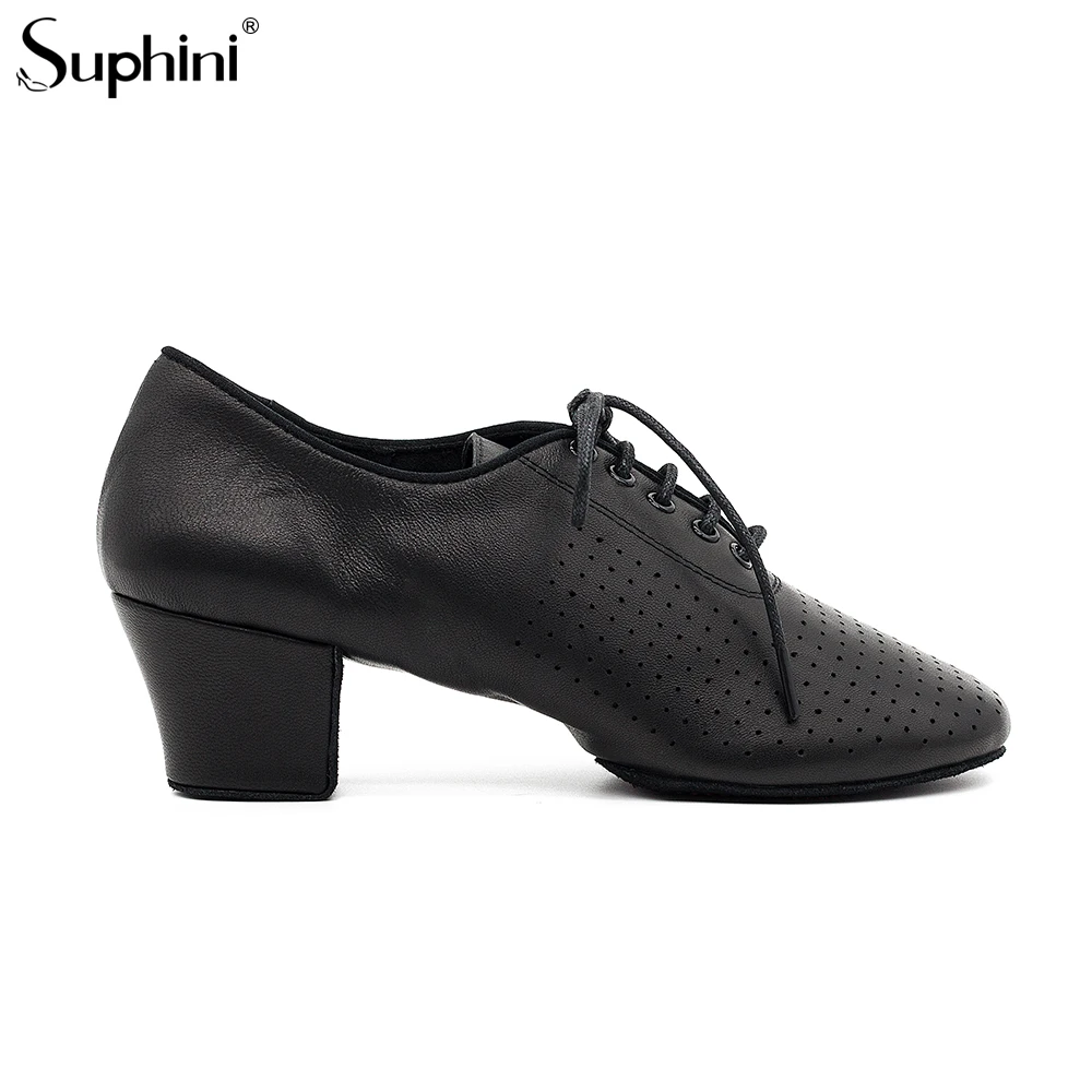 Suphini sheep leather split sole 5cm cuban heel lace women practice Latin salsa dance shoes