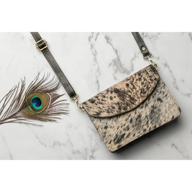 LW Handmade Leather New Style Genuine Fur Leather Cowhide Fur Handbag Shoulder Sling Bag For Women