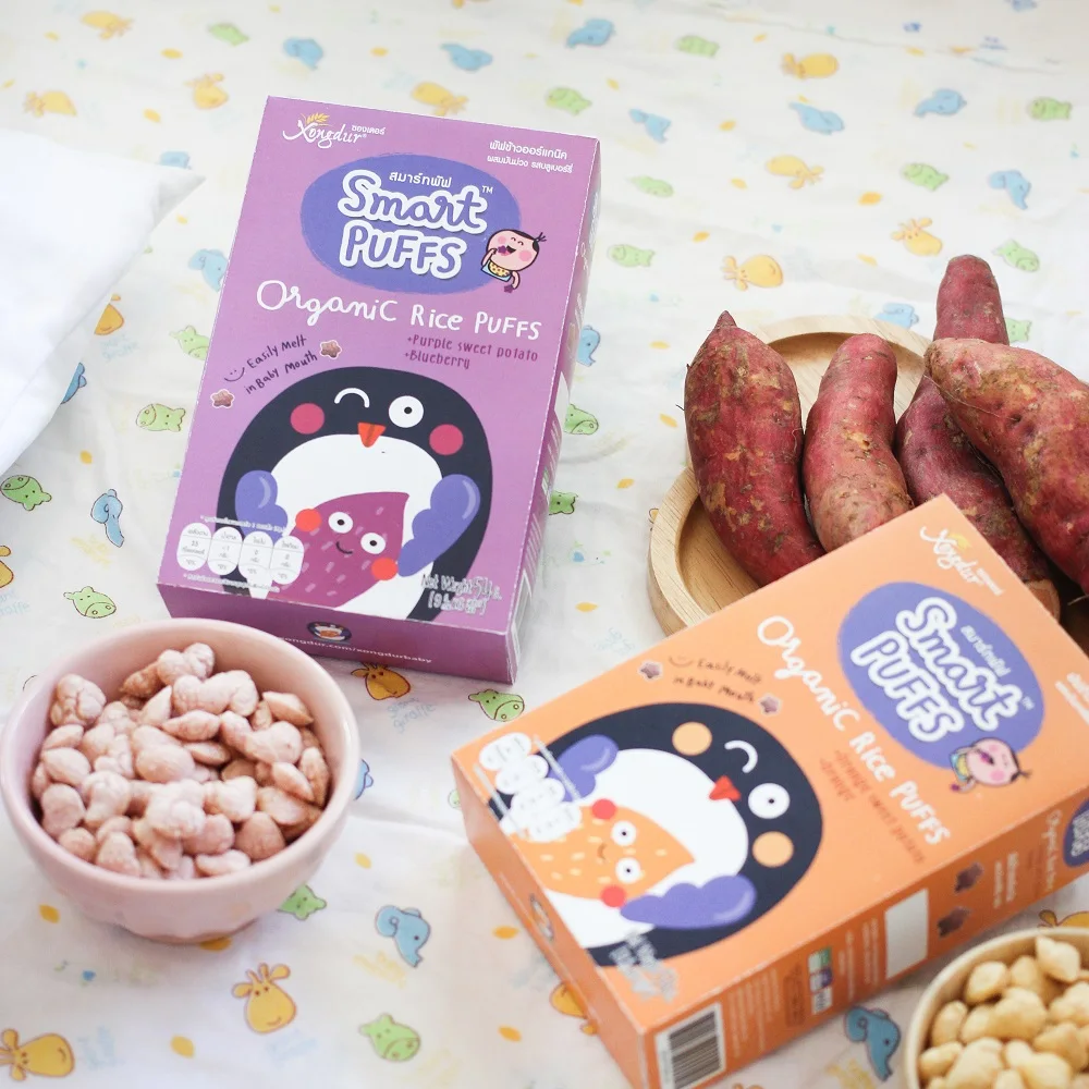 Baby Food Organic Rice with Purple Sweet Potato and Blueberry Smart Puff by Xongdur