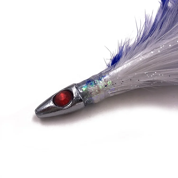 wholesale lead jig tuna feather trolling fishing lures light saltwater trolling fishing tackle