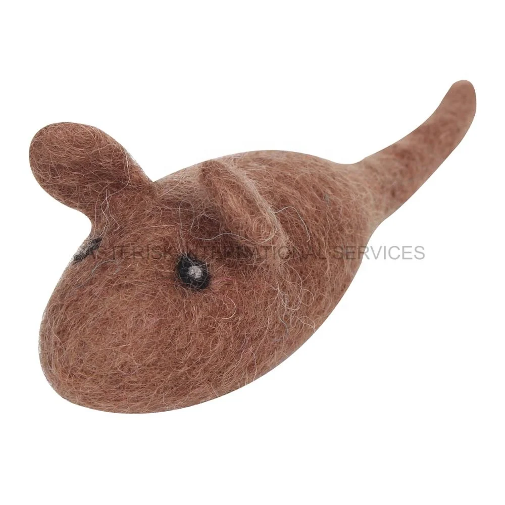 Cute Handmade Felt Brown Mouse - Eco-friendly High Quality Toys for Cats - Amazon Top Seller Handmade Felt Pet Toys