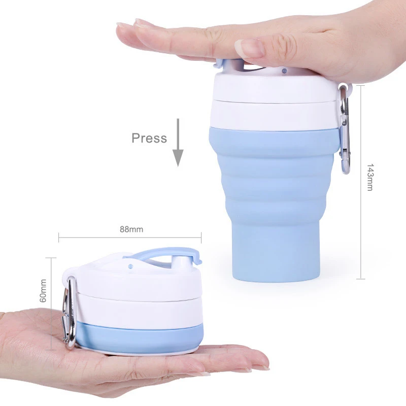 
Portable Flexible folding traveling cup drinking bottle extension type silica gel coffee cup 