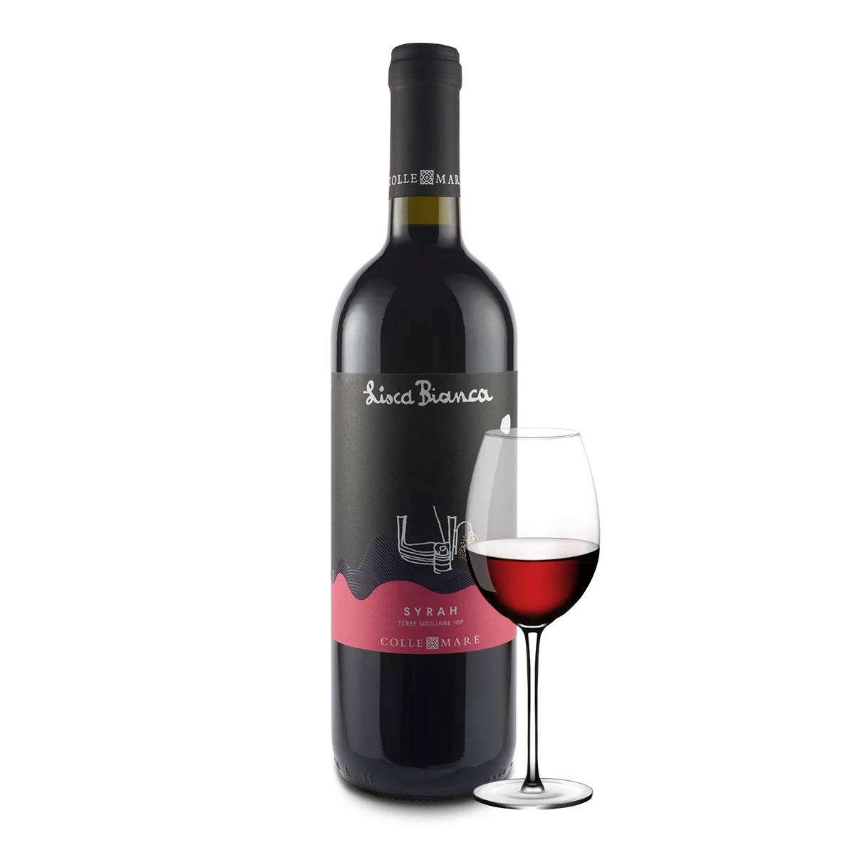 Высококачественное итальянское вино OEM | Черное Lisca Bianca Syrah 75 cl 1 коробка включает 12