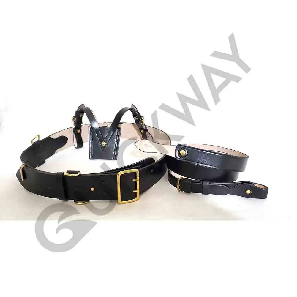 Factory Custom Ceremonial Cross Belts Brown Single Color and Gold Simple Buckle Cross Belt